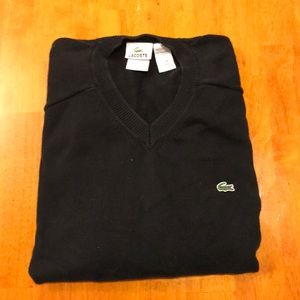 Black Lacoste V Neck Sweater